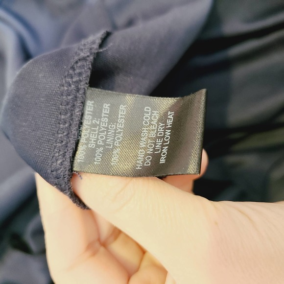 Lulu's Women Medium Picture Perfect Formal Gown Dress Navy Blue Lace Bodice Slit - Picture 10 of 11